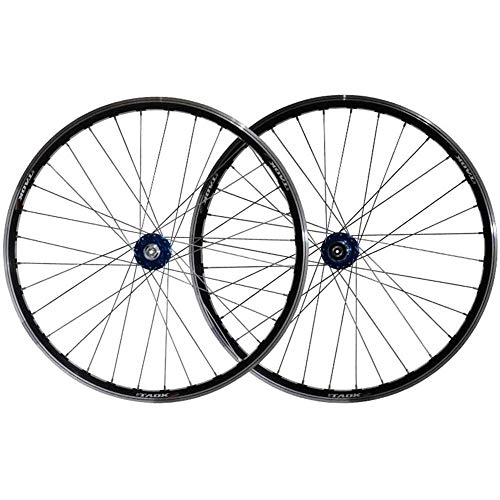 Roues VTT : ZKORN Bicycle Accessories， Bicycle Wheel Set 26 inch Front and Rear Wheel Double-Walled Light Alloy Rim Disc / V-Brake 7-11 Speed Palin Hub Fast Release 32H, Bluehub