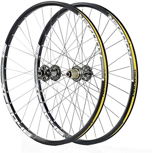 Roues VTT : ZKORN Bicycle Accessories， Cycling Wheels for 26 27.5 29 inch Mountain Bike Wheelset Alloy Double Wall Quick Release Disc Brake Compatible 8-11 Speed, Yellow-29inch