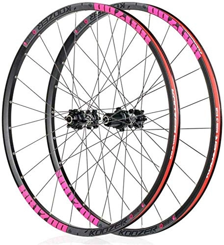 Roues VTT : ZKORN Bicycle Accessories， Pair of Bicycle Wheels 26" / 27.5" Rim Disc Brakes Alloy Quick Release 24Loch Shimano Or Sram 8 9 10 11 Speeds, Pink-27.5inch