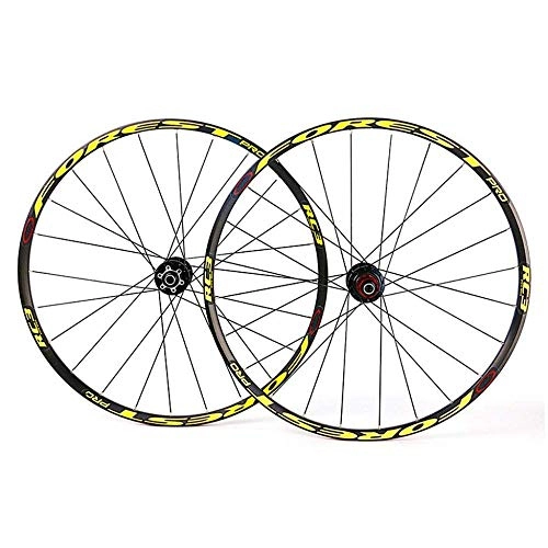 Roues VTT : ZKORN Bicycle Accessories， Road Bike Wheels 26" 27.5" Bike Wheel Set Disc Brake Double Wall Rim 7-11 Speed Sealed Bearings Hub, Yellow-26inch