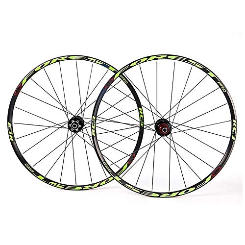 Roues VTT : ZKORN Bicycle Accessories， Road Bike Wheels 26 27.5 inch Bike Wheel Set Rim Disc Brake 7 / 8 / 9 / 10 / 11 Speed Sealed Bearings Hub, Green-26inch