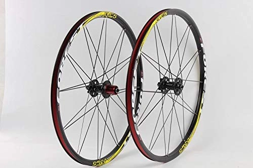 Roues VTT : ZLYY Vlo RT Wheelset RC5 Mountain Bike Six Star Style de 5 carbones Hub Fibre Super Lisse Roue 26 / 27.5 ER (Color : 27.5 Black Yellow)