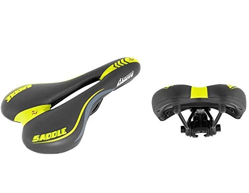 Sièges VTT : Breluxx Selle de vélo en gel pour VTT, selle confortable, siège de vélo ergonomique, ouvert, jaune et noir