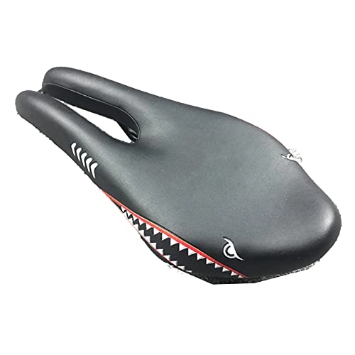 Sièges VTT : CYGG Selle de vélo, Noir et Rouge Respirant en Forme de U siège de vélo Creux siège de vélo de Route de Montagne en Cuir Requin Graphique