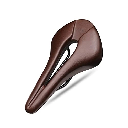 Sièges VTT : FIAWAX Bicycle Saddle Breathable Hollow Design PU Leather Souge Confortable VTT Mountain Road Road Tike Cushion Colking Pièces (Color : Brown)