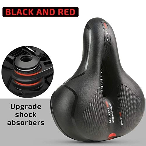 Sièges VTT : HZQ&HCHC Selle De Vlo Bicycle Saddle Reflective Shock Absorbing Hollow Cover Comfortable Foam Seat Cushion Cycling Saddle Rouge