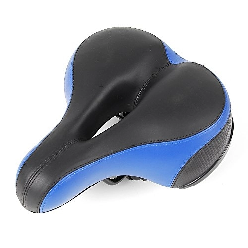Sièges VTT : Selle de vélo douce en gel pour femme Selle confortable Extra Large avec trou pour VTT, noir / bleu