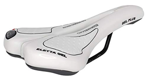 Sièges VTT : Selle Montegrappa pour vélo de course, VTT, randonnée, unisexe, modèle SM Eletta Gel 1150, fabriquée en Italie, couleur blanc