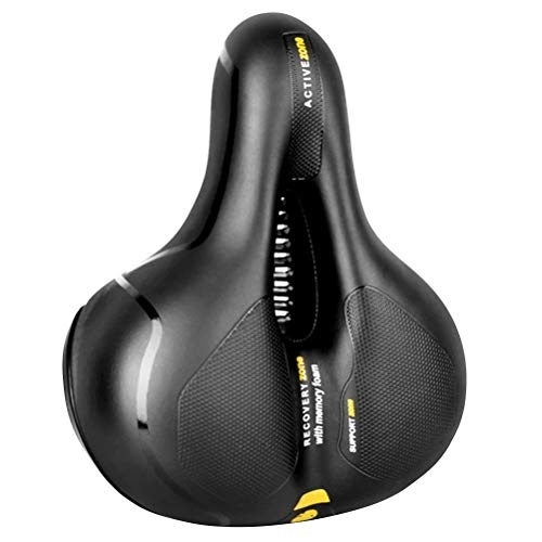 Asientos de bicicleta de montaña : Abaodam Asiento de bicicleta resistente con amortiguación de impactos, espuma cómoda ancha y suave acolchada para sillín de bicicleta (amarillo).