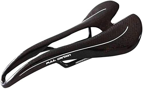 Asientos de bicicleta de montaña : Asiento de bicicleta ligero y brillante de fibra de carbono para bicicleta de nivel superior para mujeres y hombres, color negro