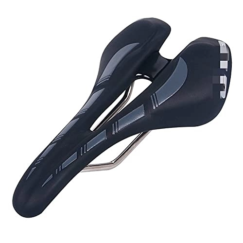 Asientos de bicicleta de montaña : Bicicleta Ergonómica Silla de montar Cojín de asiento de bicicleta Microfibra Textura de cuero de acero (Color : Black Grey)