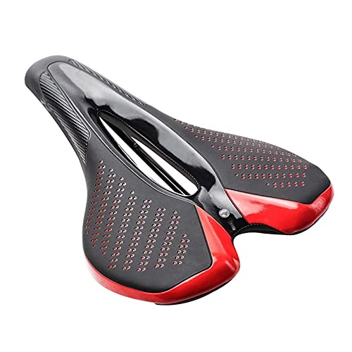 Asientos de bicicleta de montaña : Bktmen Líderes de Fibra de Carbono MTB MTB Material Almohadilla Transpirable Súper luz Cojines de Cuero Accesorio de Bicicleta Asiento de Bicicleta (Color : Red)