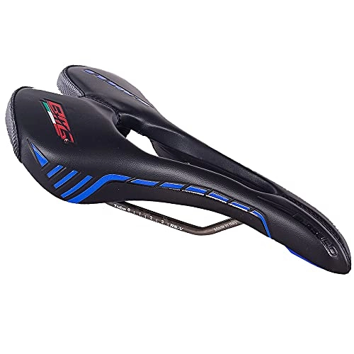 Asientos de bicicleta de montaña : BMG - Sillín de bicicleta de carreras, sillín de bicicleta de montaña, sillín profesional de piel VNL, solo 205 g, 6 colores, negro y azul