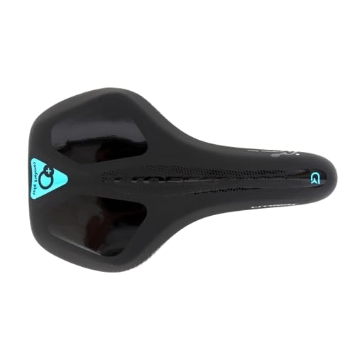 Asientos de bicicleta de montaña : CREON Sillín de bicicleta Crosser Comfort Plus, negro, sillín de piel PVC con espuma viscoelástica (MTB)