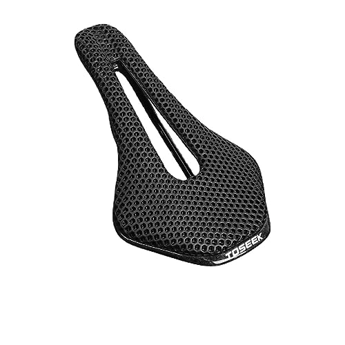 Asientos de bicicleta de montaña : Fibra de carbono impresa 3D sillín de bicicleta fibra ultraligero hueco cómodo MTB asiento cojín suave bicicletas sillín para bicicleta de carretera de montaña accesorios de ciclismo sillín de
