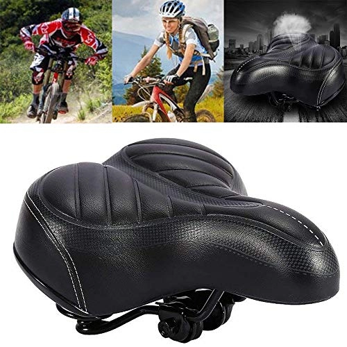 Asientos de bicicleta de montaña : HLOEC Nuevo Comfort Wide Big Bum Bicycle Gel Cruiser Extra Sporty Soft Pad Saddle Seat, Negro
