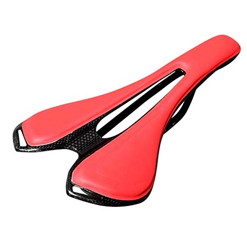 Asientos de bicicleta de montaña : MoDiCF Sillines de bicicleta de juguete no estándar de fibra de carbono de sección hueca de cuero de la montaña del prepucio cojín del asiento, rojo