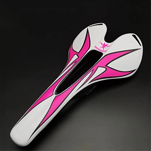 Asientos de bicicleta de montaña : Roulle Sillín Carbono Completo Asiento Bicicleta para Pareja Sillín Femenino Asiento Mujer Cojín Sillín Color Matte White Pink