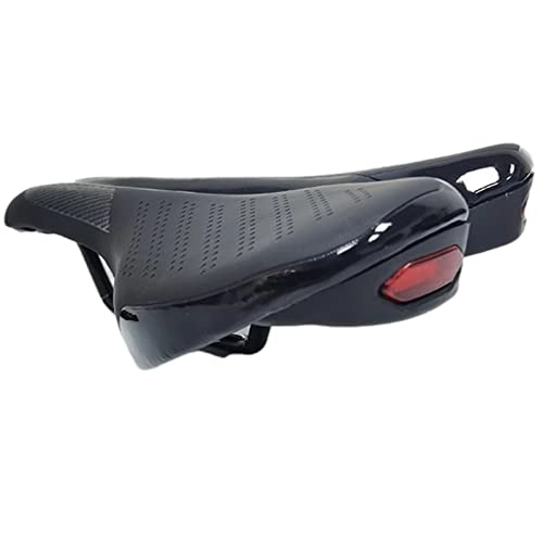 Asientos de bicicleta de montaña : Sillín de bicicleta de carretera con luz trasera de advertencia recargable por USB, acolchado transpirable y suave, accesorios de equitación y equipamiento