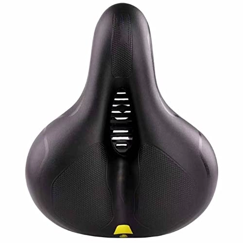 Asientos de bicicleta de montaña : Sillín de bicicleta hueco ergonómico asiento de bicicleta transpirable esponja viscoelástica sillín cómodo asiento de ciclismo diseño reflectante advertencia negro amarillo