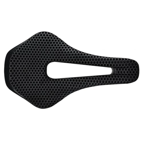 Asientos de bicicleta de montaña : Sillín de bicicleta impreso en 3D de fibra de carbono hueco cómodo transpirable MTB grava bicicleta de carretera piezas de asiento de ciclismo base de plástico negro