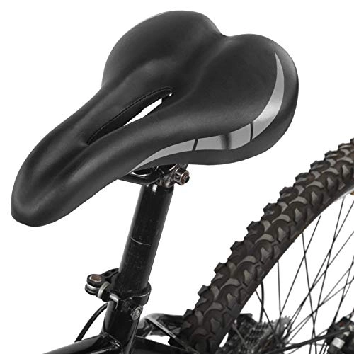 Asientos de bicicleta de montaña : Sillín de bicicleta transpirable antidesgaste de cuero PU Accesorio de ciclismo plegable(black)
