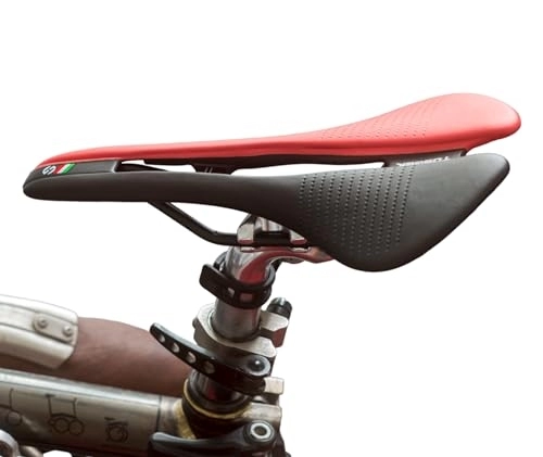 Asientos de bicicleta de montaña : Sillín Ligero para Brompton (145 Gramos Menos Que el sillín estándar Brompton) Negro Rojo
