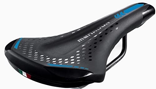 Asientos de bicicleta de montaña : Sillín Montegrappa de bicicleta para uso E-MTB-GRAVEL Menador 3400 de espuma viscoelástica negro / azul