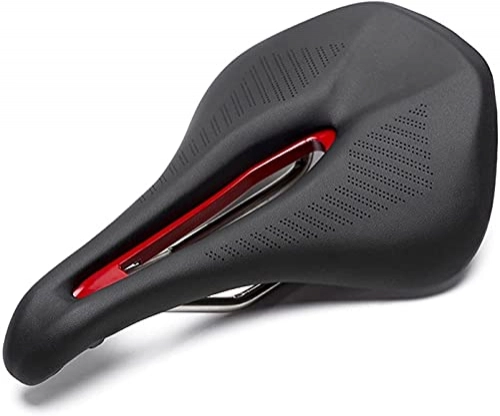 Asientos de bicicleta de montaña : WXking Sillín de bicicleta ultraligero MTB Road Ciclismo suave ancho hueco cómodo cojín microfibra cuero bicicleta silla (color: negro rojo)
