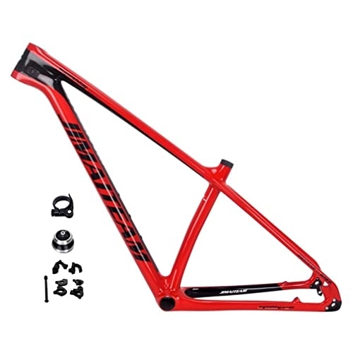 Cuadros de bicicleta de montaña : 27.5er 29er Cuadro de MTB Cuadro de bicicleta de montaña rígida de carbono 15 / 17 / 19'' Cuadro de freno de disco de enrutamiento interno Eje pasante 142 mm QR 135 mm Intercambiable (Color : Red, Size :