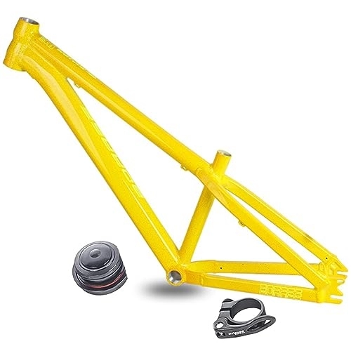 Cuadros de bicicleta de montaña : Cuadro MTB 26er Hardtail Mountain Bike Frame12.5 '' Marco De Una Sola Velocidad Freno De Disco Marco De Aleación De Aluminio QR 135 Mm Abrazadera 34.9 Mm ( Color : Lemon Yellow , Size : 26x12.5'' )