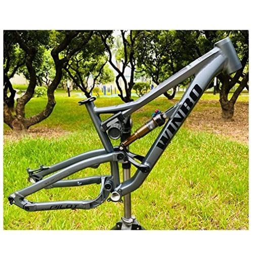 Cuadros de bicicleta de montaña : FAXIOAWA Marco de suspensión MTB 26er / 27.5er Cuadro de Bicicleta de montaña DH / XC / Am 12 * 142 mm Eje pasante Marco de aleación de Aluminio Freno de Disco 16.5'' (Color : Dark Grey)
