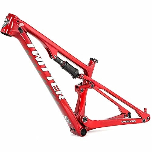 Cuadros de bicicleta de montaña : LJHBC Marco de Bicicleta Cuadro de Bicicleta de montaña de Fibra de Carbono (Incluido Amortiguador) / Equipado con Eje de Barril de Bloqueo Giratorio Marco de Amortiguador (Size:27.5x17in, Color:Rojo)