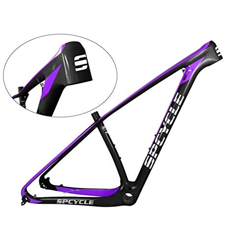 Cuadros de bicicleta de montaña : Marco de Bicicleta 27.5er 27.5er Marco de Bicicleta MTB de Carbono 142 * 12 mm 135 * 9 mm QR 650B MTB Marco de Bicicleta (Color : Purple Color, Size : 27.5er 15inch Glossy)