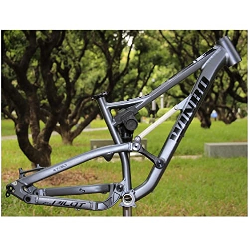 Cuadros de bicicleta de montaña : Marco MTB Suspensión completa Marco de freno de disco de aleación de aluminio 16.5 '' 26er / 27.5er Cuadro de bicicleta de montaña a través del eje 12 * 142 mm (Color : Dark grey 27.5 * 16.5'')