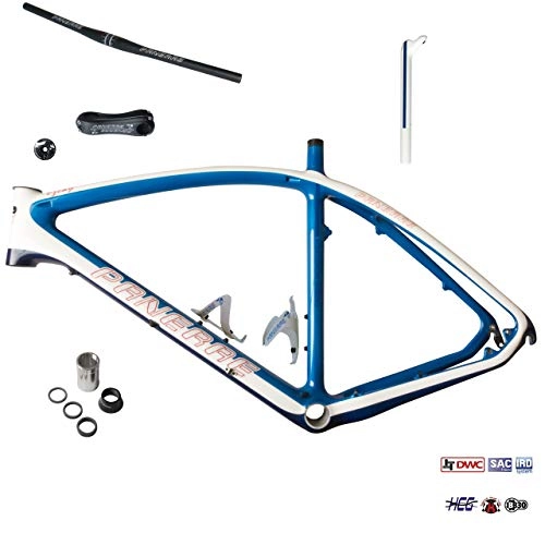 Cuadros de bicicleta de montaña : PANERAE - Kit Total Cuadro Bicicleta Fibra de Carbono MTB - 26"- 27.5" (Azul, Talla 52) Peso Total 1750grs