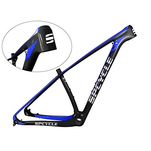 Cuadros de bicicleta de montaña : PPLAS Marco de Bicicleta 27.5er 27.5er Marco de Bicicleta MTB de Carbono 142 * 12 mm 135 * 9 mm QR 650B MTB Marco de Bicicleta (Color : Blue Color, Size : 27.5er 17inch Glossy)