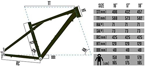 Cuadros de bicicleta de montaña : XZ Cuadros de bicicleta de alta calidad Xc Off-Road Mountain Bike Rack Elasticidad de acero de alta gama 26 Resistencia al xido, A, 26inch-16