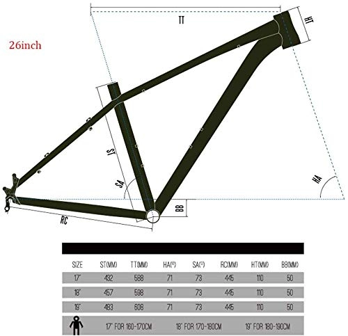 Cuadros de bicicleta de montaña : XZ Marco de bicicleta de alta calidad Cool Hydraulic Full Shape Lightweight Mountain Bike Scrub Anode Aleacin de aluminio Versin de disco puro, A, 26-17
