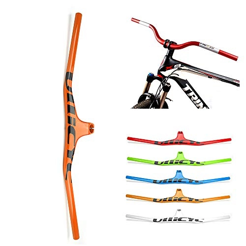 Manillares de bicicleta de montaña : Yajun MTB Carbon Bicycle Manillar 620 / 720 / 760 / 800MM Integratived Colorful Strong Rise Bar para Mujeres Hombres, Orange, 760mm