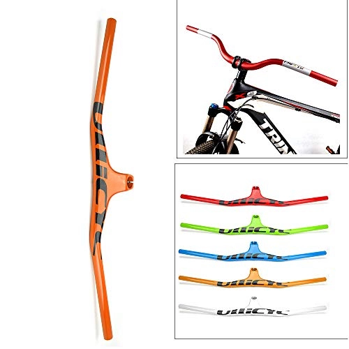 Manillares de bicicleta de montaña : Yajun MTB Carbon Bicycle Manillar 620 / 720 / 760 / 800MM Integratived Colorful Strong Rise Bar para Mujeres Hombres, Orange, 800mm