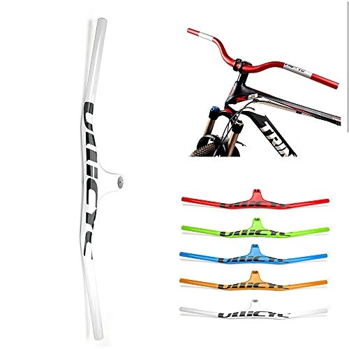 Manillares de bicicleta de montaña : Yajun MTB Carbon Bicycle Manillar 620 / 720 / 760 / 800MM Integratived Colorful Strong Rise Bar para Mujeres Hombres, White, 720mm