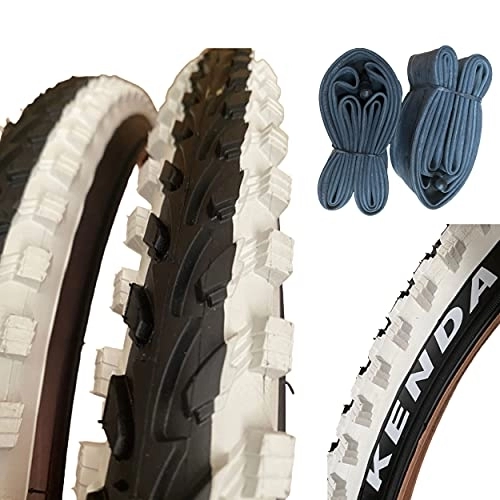 Neumáticos de bicicleta de montaña : 2 Cubiertas Bicicleta Kenda 26X1.95 Negro-Blanco + 2 cámaras 26" MTB