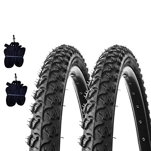 Neumáticos de bicicleta de montaña : 2 neumáticos Kenda 26 x 1, 95 (50 – 559) + cámaras de aire neumáticos negros para bicicleta de montaña