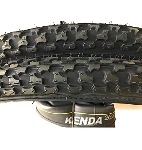Neumáticos de bicicleta de montaña : 2 neumáticos MTB Kenda 26 x 1, 95 (50-559) K 800 + 2 cámaras de aire válvula americana Mountain Bike MTB