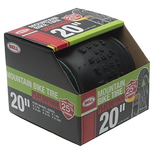 Neumáticos de bicicleta de montaña : BELL 7091037-Neumático, 20 x 1.7-2.1 Pulgadas, Color Negro Neumático de Bicicleta de montaña de Defensa Plana, Unisex, Negro-20, 20" x 1.75-2.125