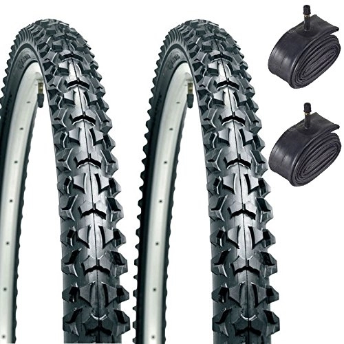Neumáticos de bicicleta de montaña : CST Eiger 26" Mountain Bike Tyres (Pair) & 2 x Schrader Inner Tubes