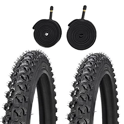 Neumáticos de bicicleta de montaña : Cubierta MTB 26X1.95 Negro Kenda + 2 cámaras de Aire de 26" con válvula AV (Gorda / Moto) / Neumático rígido MTB 26X1.95