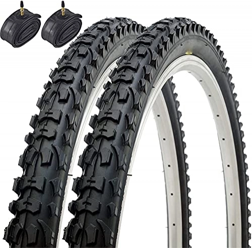 Neumáticos de bicicleta de montaña : Cylficl Par de neumáticos plegables de bicicleta de montaña híbrida MTB 26 x 1.95 53-559 y tubos interiores