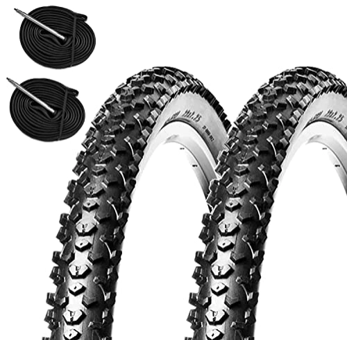Neumáticos de bicicleta de montaña : ECOVELO Tasselati Neumáticos MTB 27, 5 x 2, 25 (57-584) + cámaras de Aire, Adultos Unisex, Negro, 27, 5